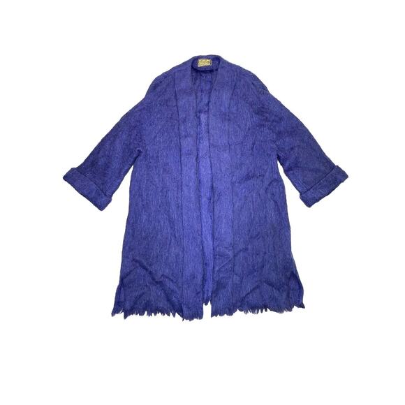 Vintage Women’s Open Front Mohair Wool Winter Coat Purple Coat by Andrew Stewart - Picture 1 of 6